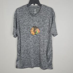 NHL Chicago Blackhawks Mens Large Gray Space Dye Performance T-Shirt Knights App